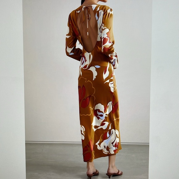 Reformation Davina 100% Silk Dress in Sepia size M - Picture 4 of 9